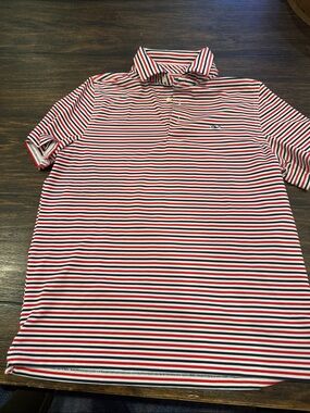 Vineyard Vines Red, White & Navy Striped Polo